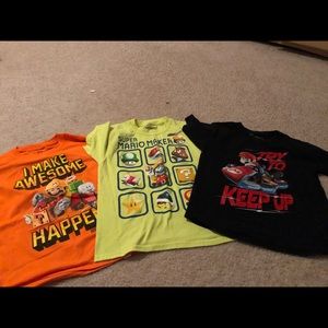 Lot of 3 Kids Mario T-shirts